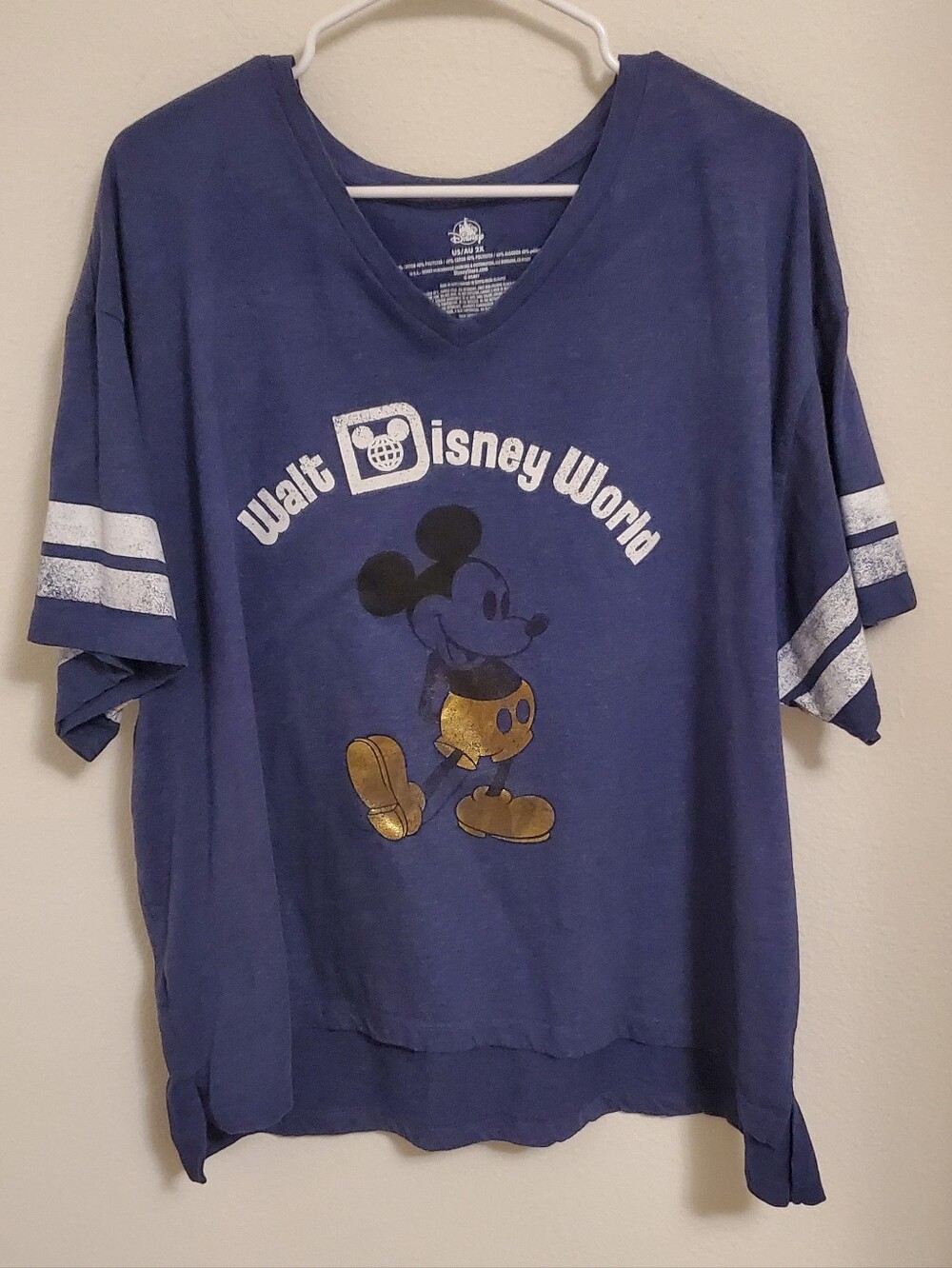 Disney Blue Walt Disney World Mickey Graphic Tee with Gold Detail